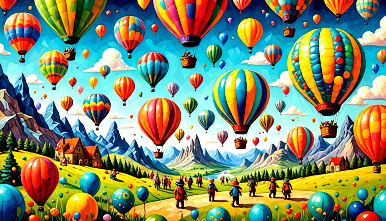 Whimsical Balloon Day Parade with Fantastical Creatures