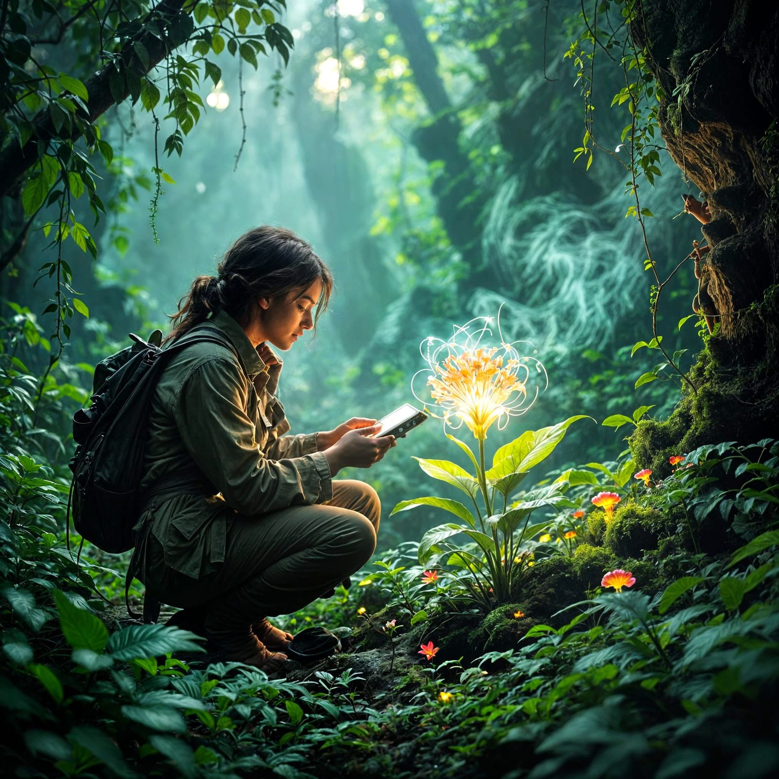Botanist Discovers Bioluminescent Flower in Misty Jungle Rui...
