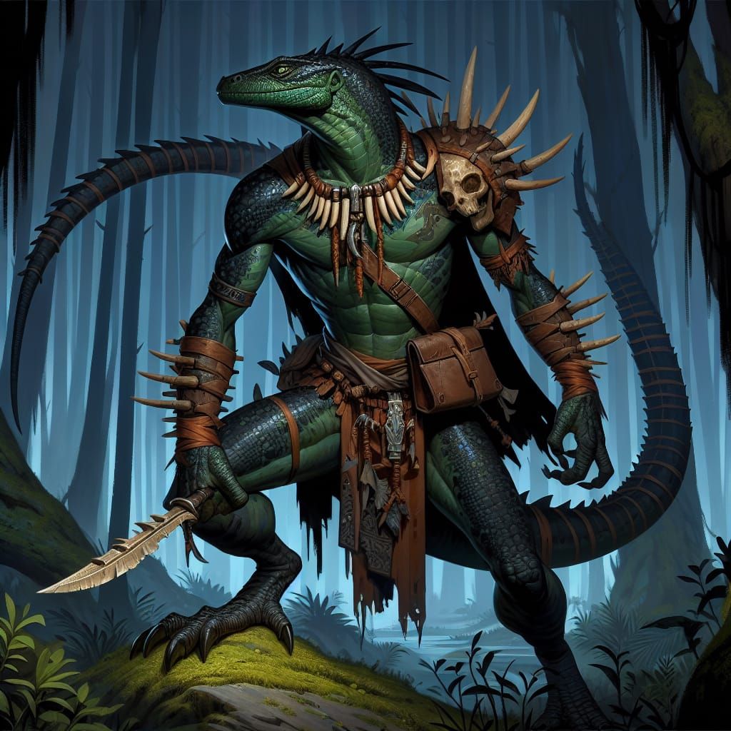 Lizardfolk Concept Art in Dungeons & Dragons Style