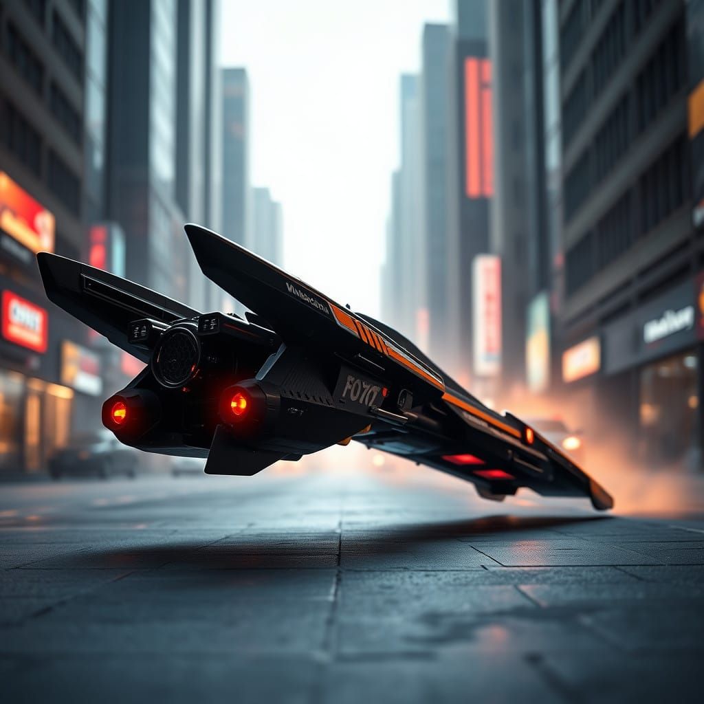Sleek Wipeout-Style Speeder Dominates Futuristic Cityscape