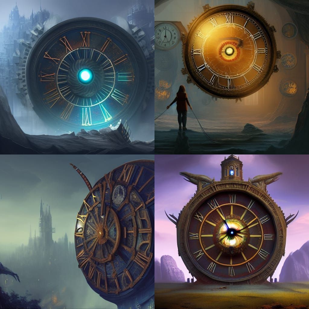 Surreal Eye with Clock Pupil: Fantasy Concept Art