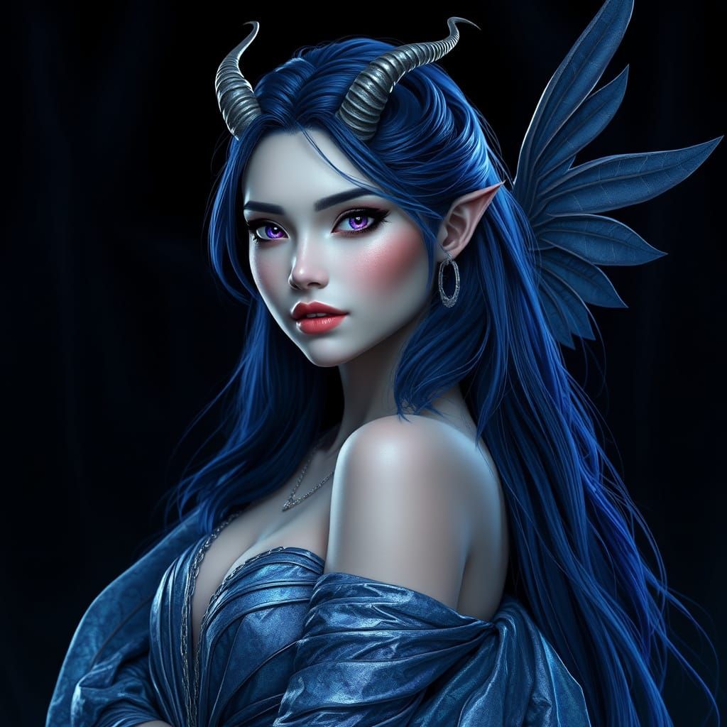 Ethereal Fantasy Goddess with Iridescent Gown and Angelic Wi...