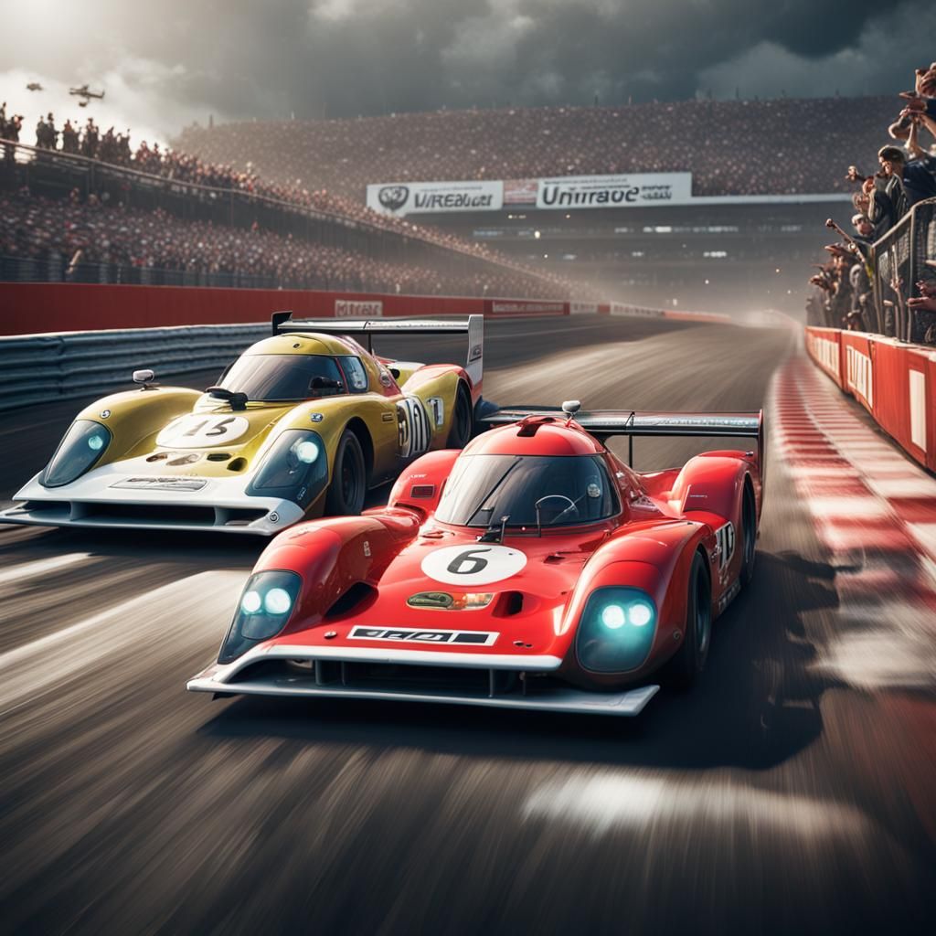 1970 Le Mans Race Car Duel in Detailed Matte Painting