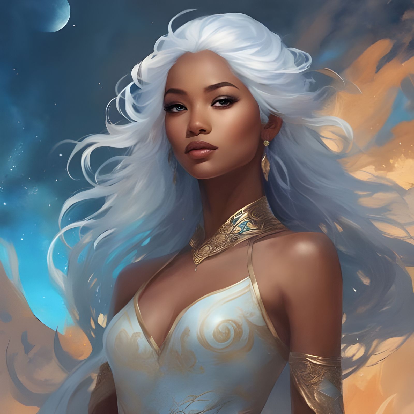 Beautiful Biracial Girl with Blue Face Paint