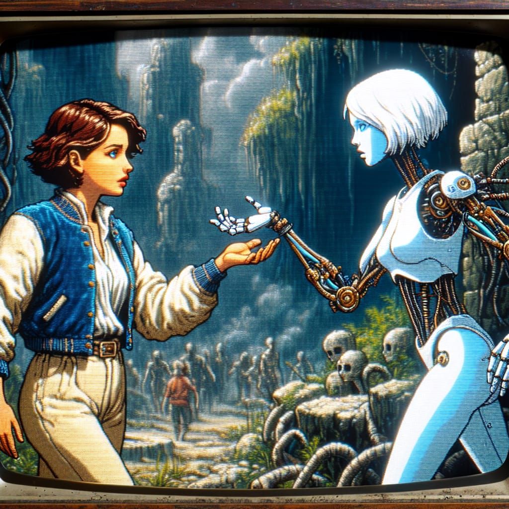 Vibrant Adventurer Meets Biomechanical Princess in Ancient J...