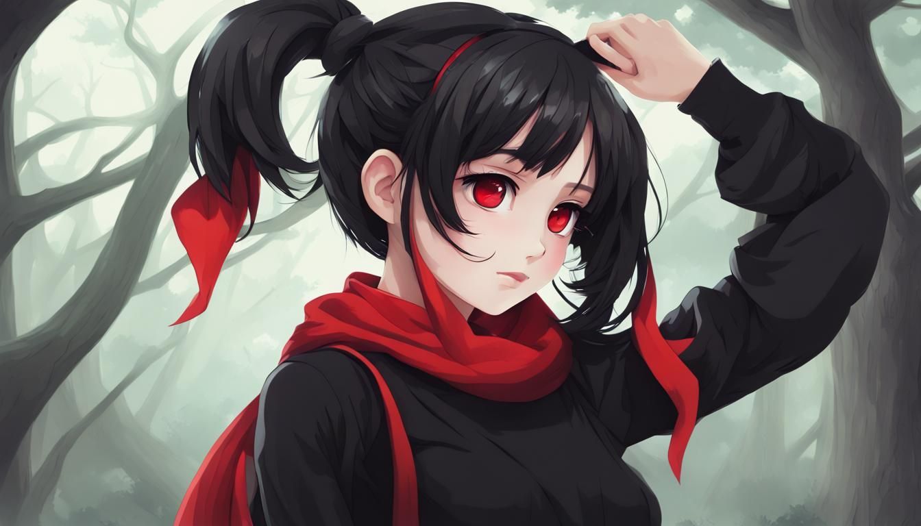 Sad Woman with Twin Tails in Digital Art Style