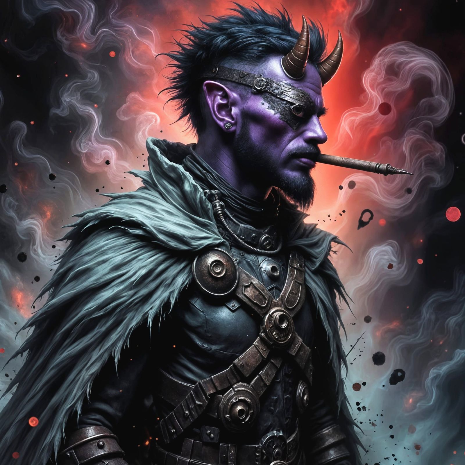 Mystic Fog Elf in Armor with Metallic Eye Patch