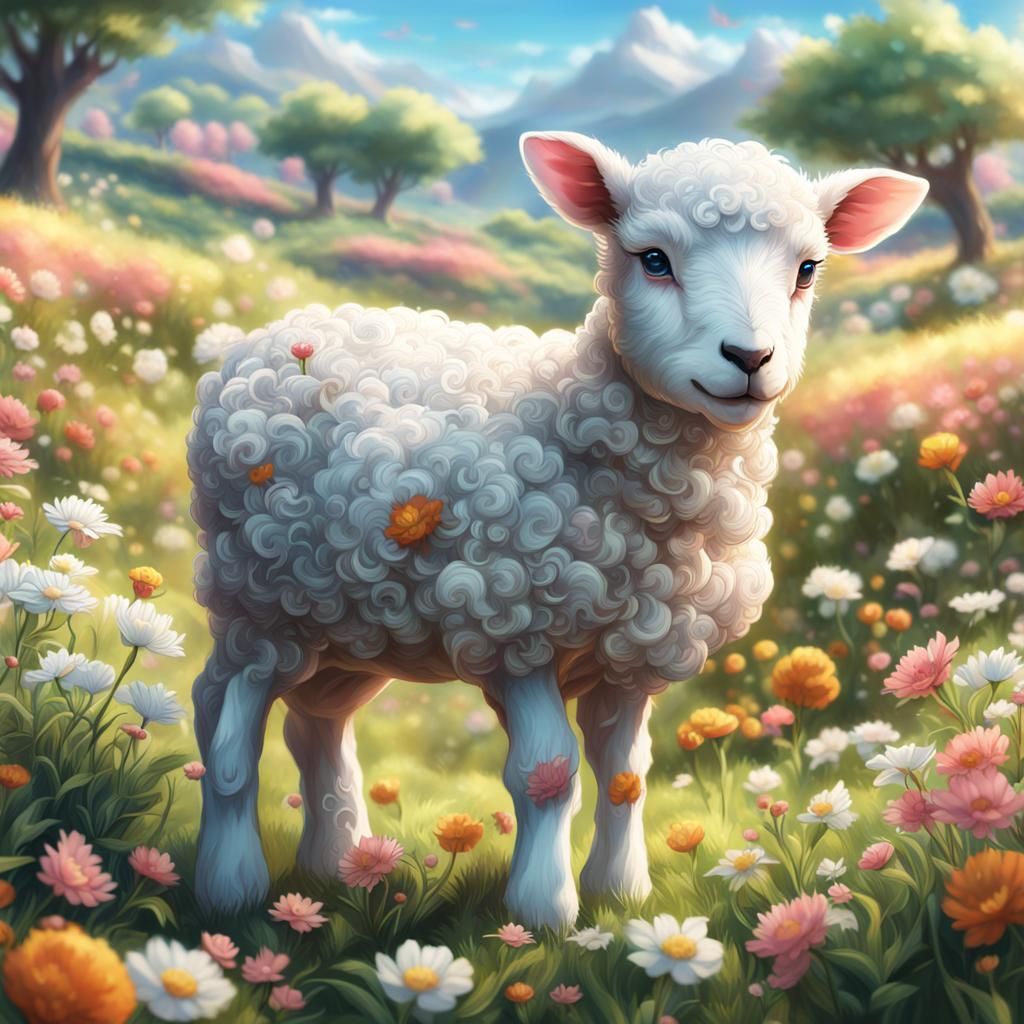 Detailed Lamb in Anime Style, 8K Resolution