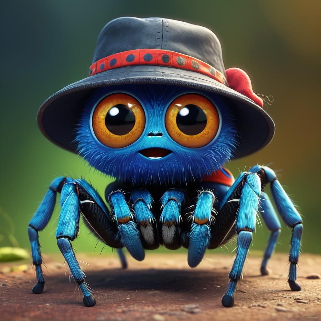 Pixar-Style Cute Spider with Expressive Eyes