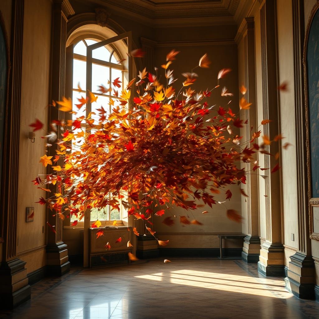Ephemeral Leaf Art Bursting into Museum