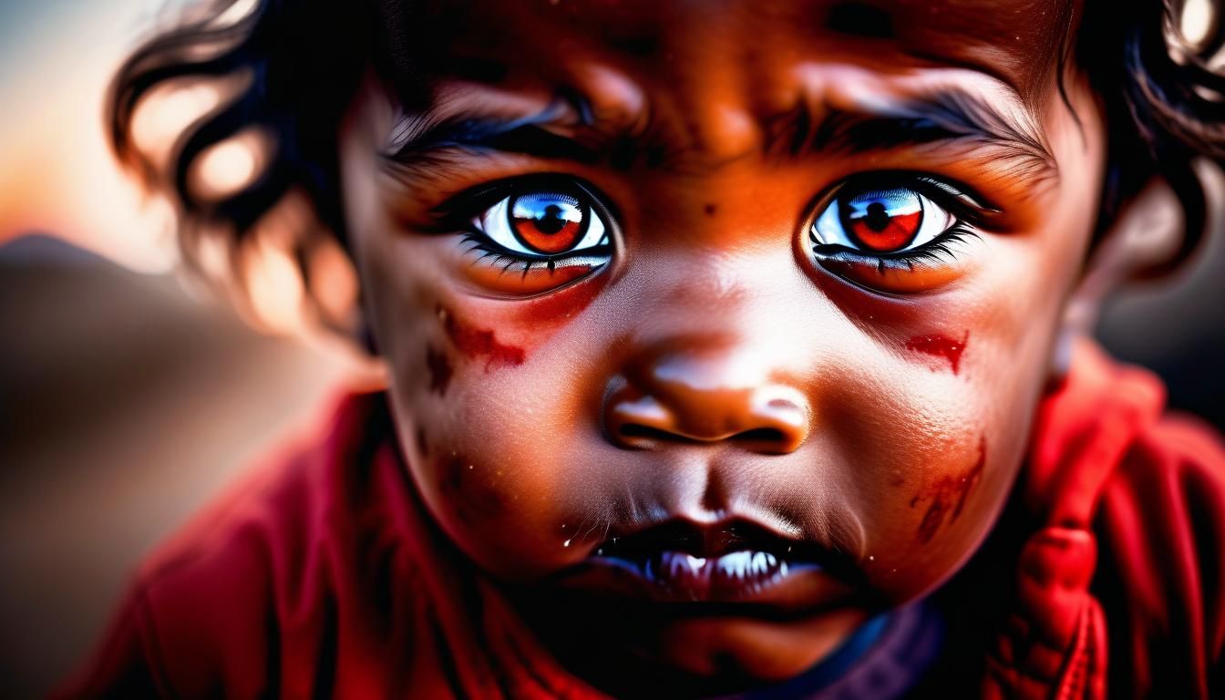 Child's Eyes Reflecting Joy and Trauma