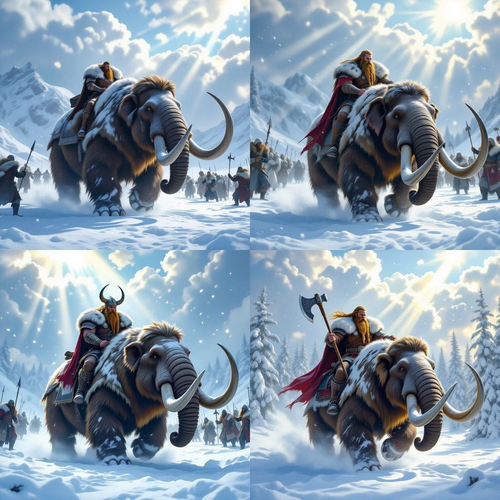 Viking King Rides Mastodon in Winter Battle