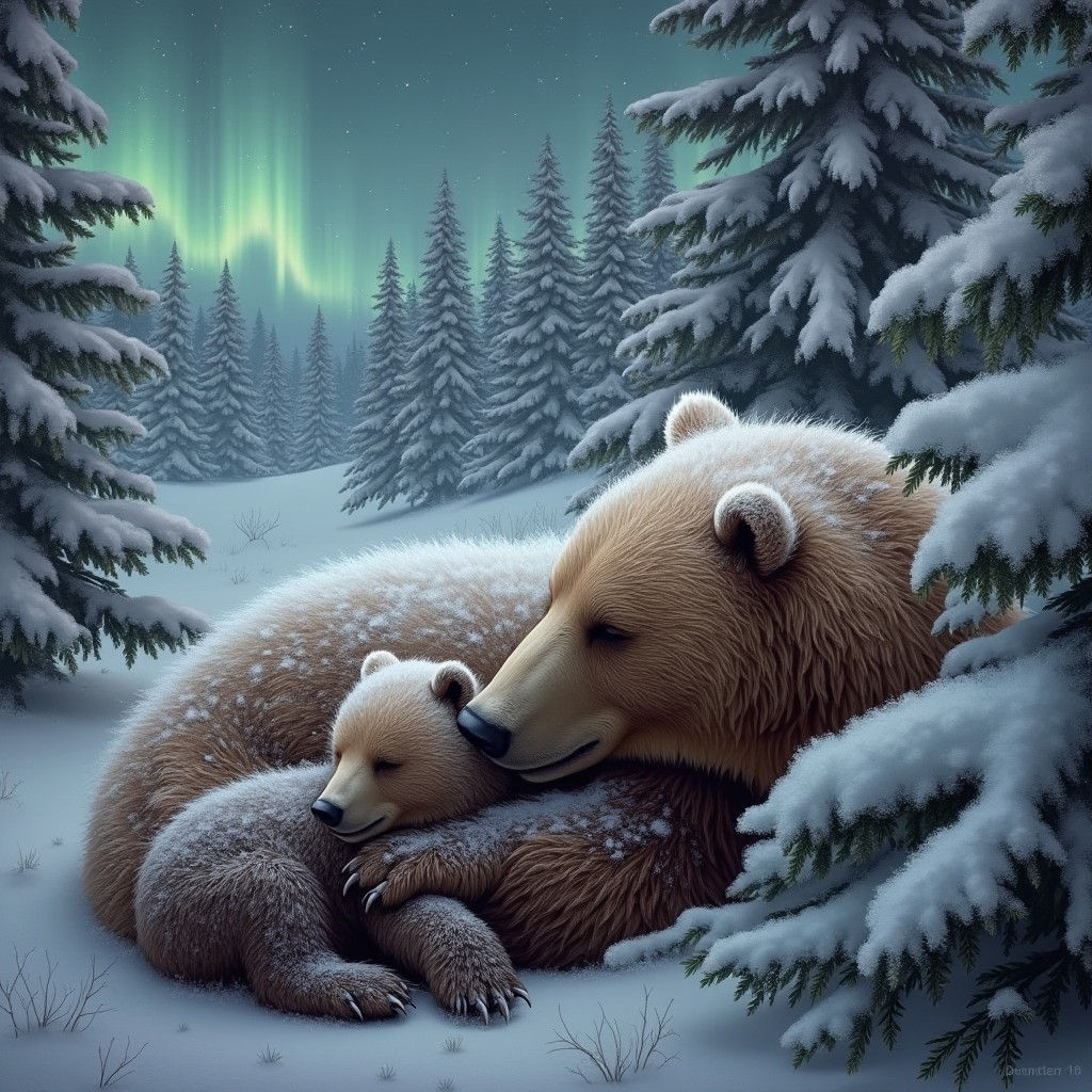 A Brown Bear and her baby Cub