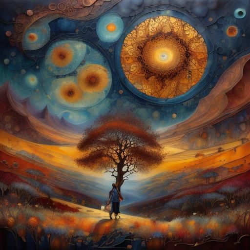 Veiled Lady in Luxury Desert: Surreal Mosaic Art