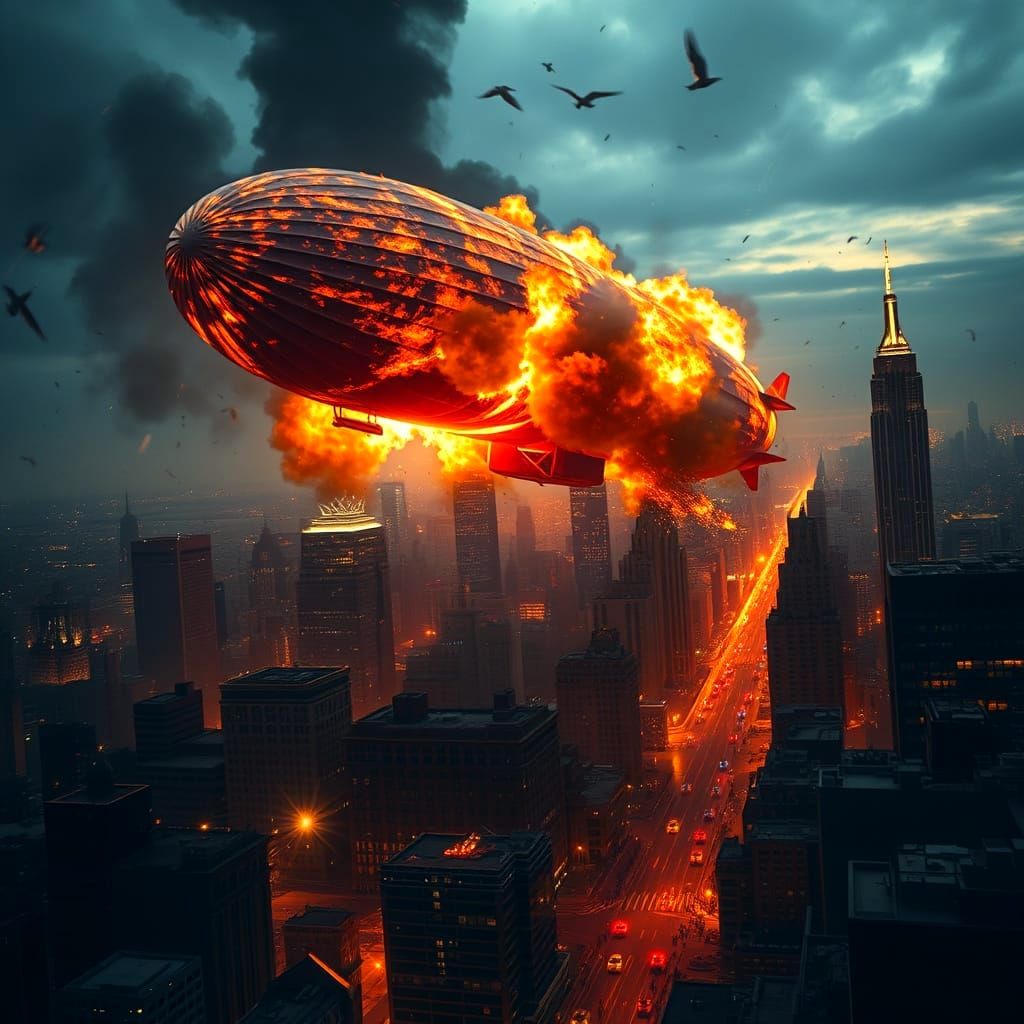 Zeppelin Explodes Over New York City in Cinematic Style
