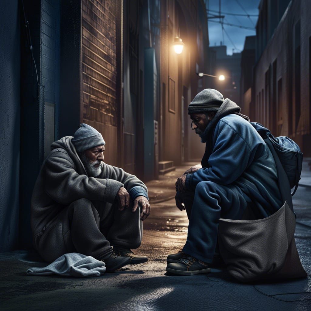 Compassionate Aid in Urban Decay: Hyperrealistic Image