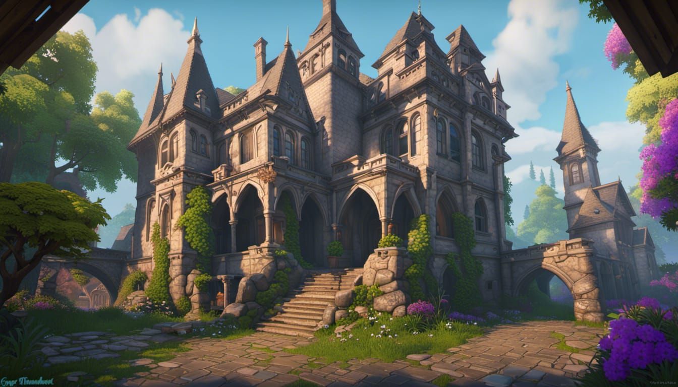 Fortnite Ruins of a medieval castle ethereal fantasy hyperde...