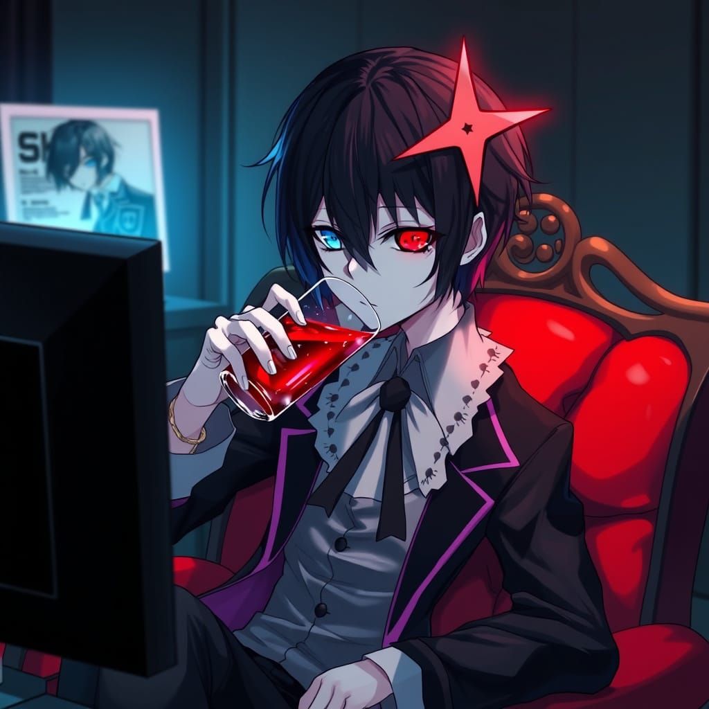 Mysterious Young Master Ciel Phantomhive in a Cyberpunk Haze