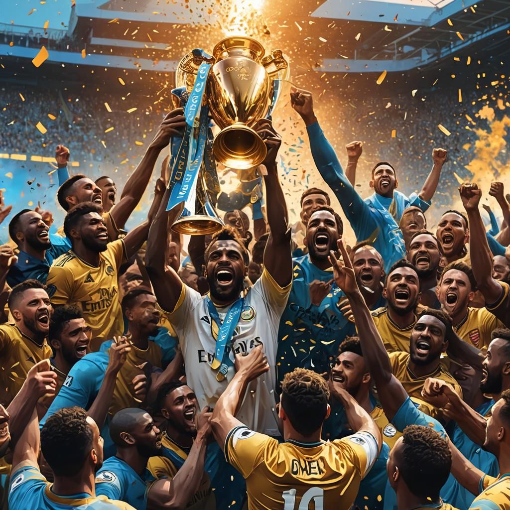 Arsenal Victory: Premier League Trophy in Fantasy Art