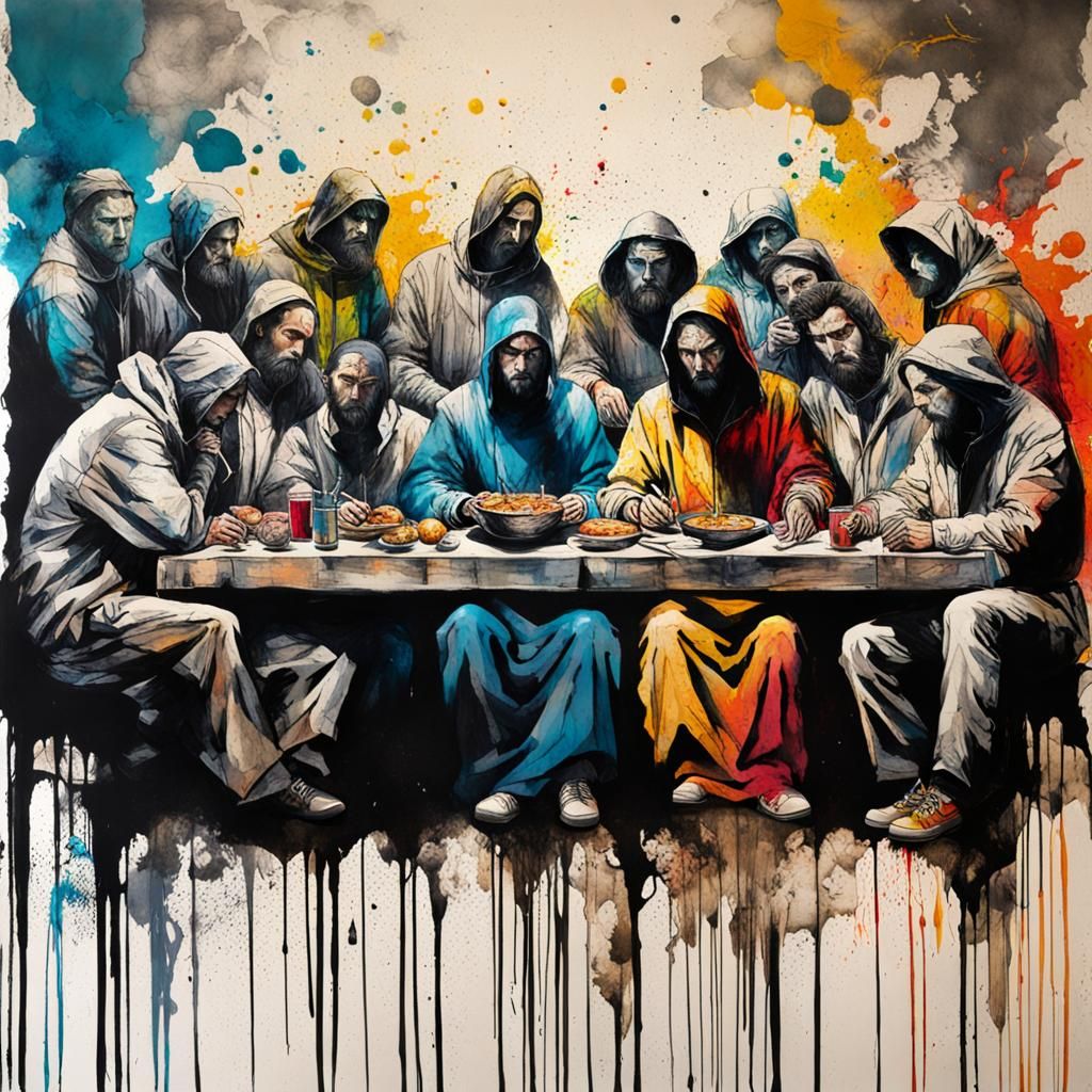 The Last Supper in Mixed Media Style
