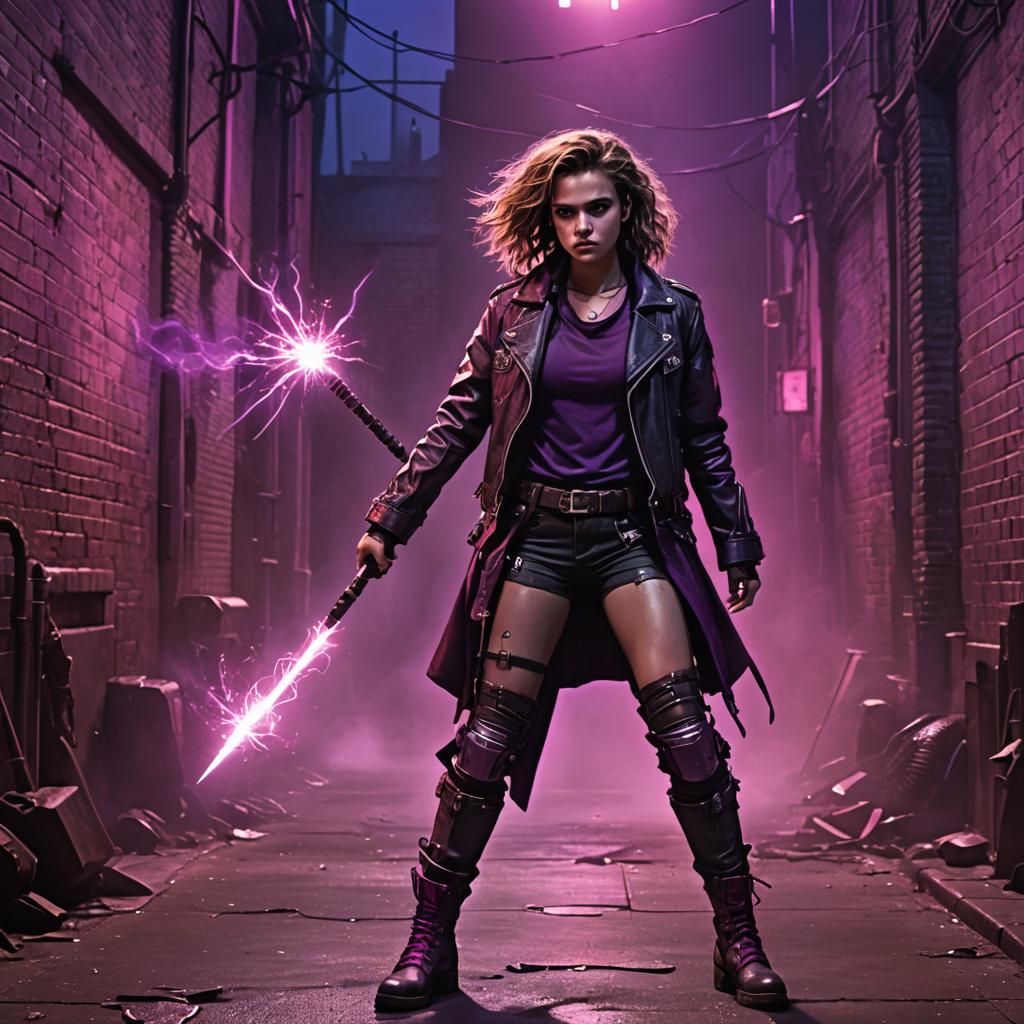 Punk Hermione Granger in Cyberpunk 3D Rendering