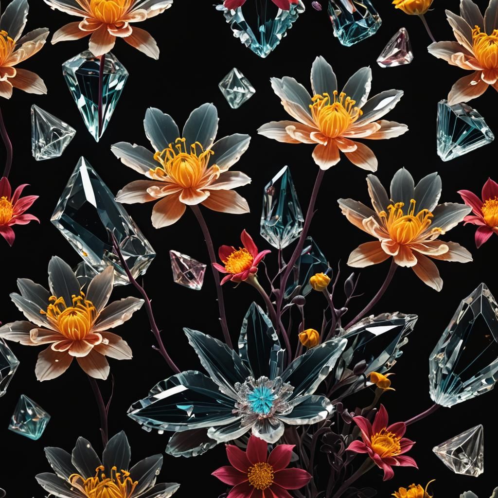 Surreal Crystal Flowers Still Life Photography