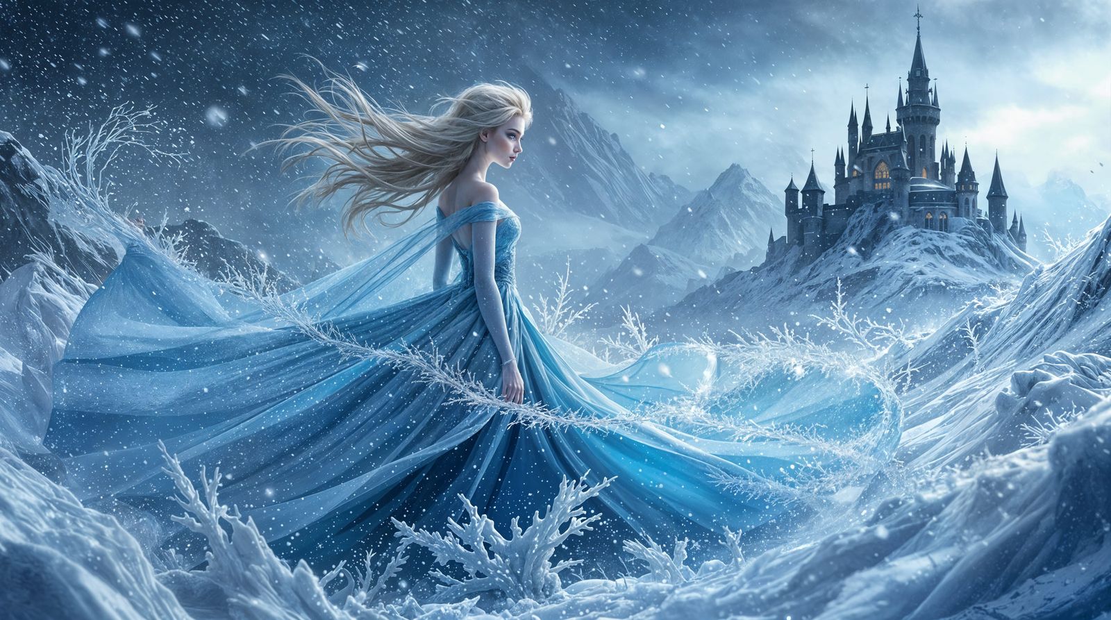 Elsa's Winter Majesty in Gothic Dark Castle