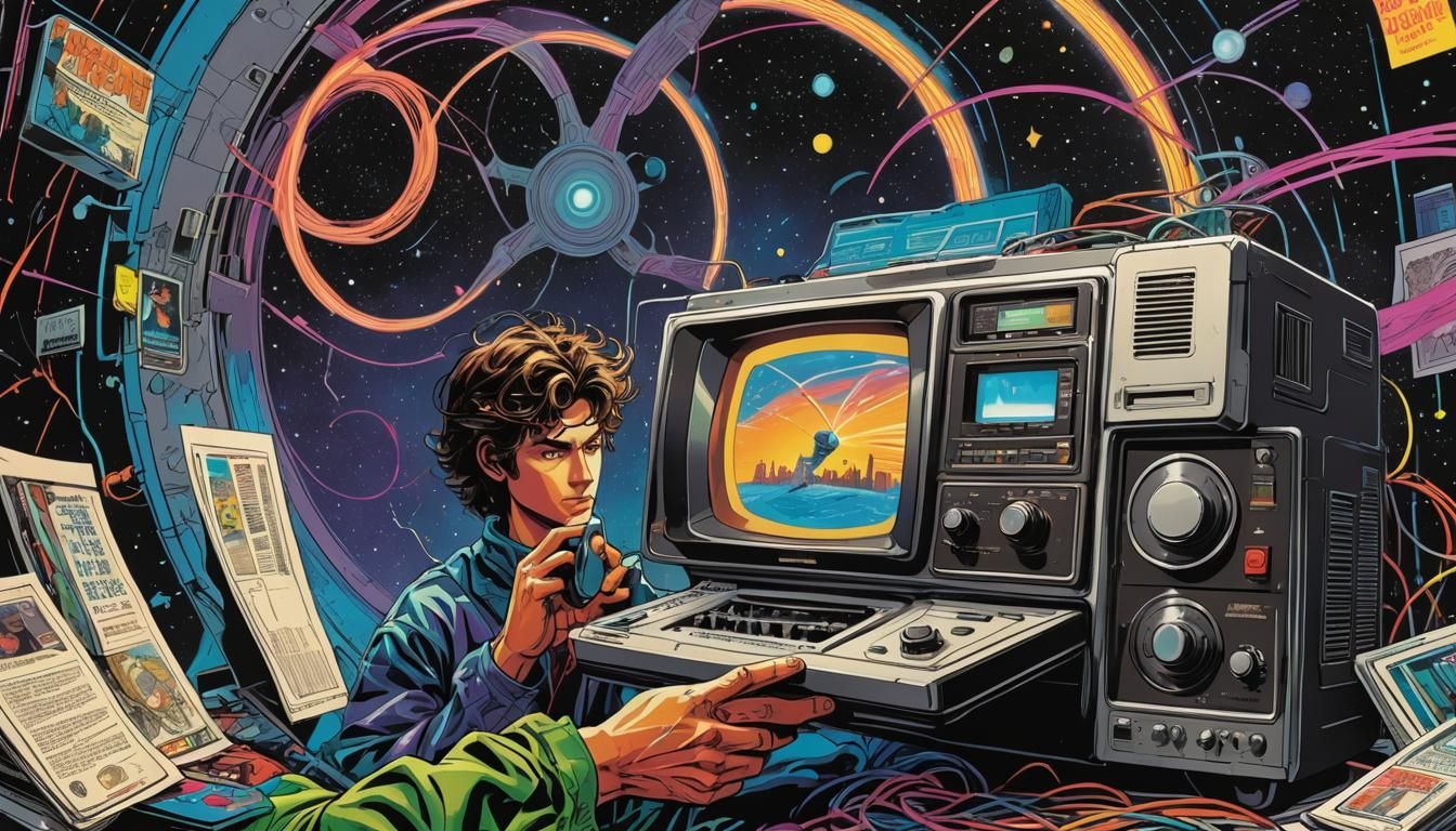 Retro-Futuristic 80s Comic Book Art With Neon Glow