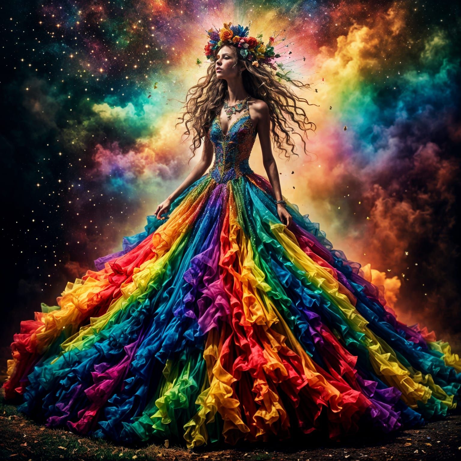 Rainbow Goddess in a Fantasy World
