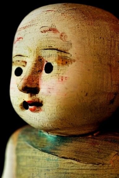 Creepy 18th Century Wooden Doll Photograph