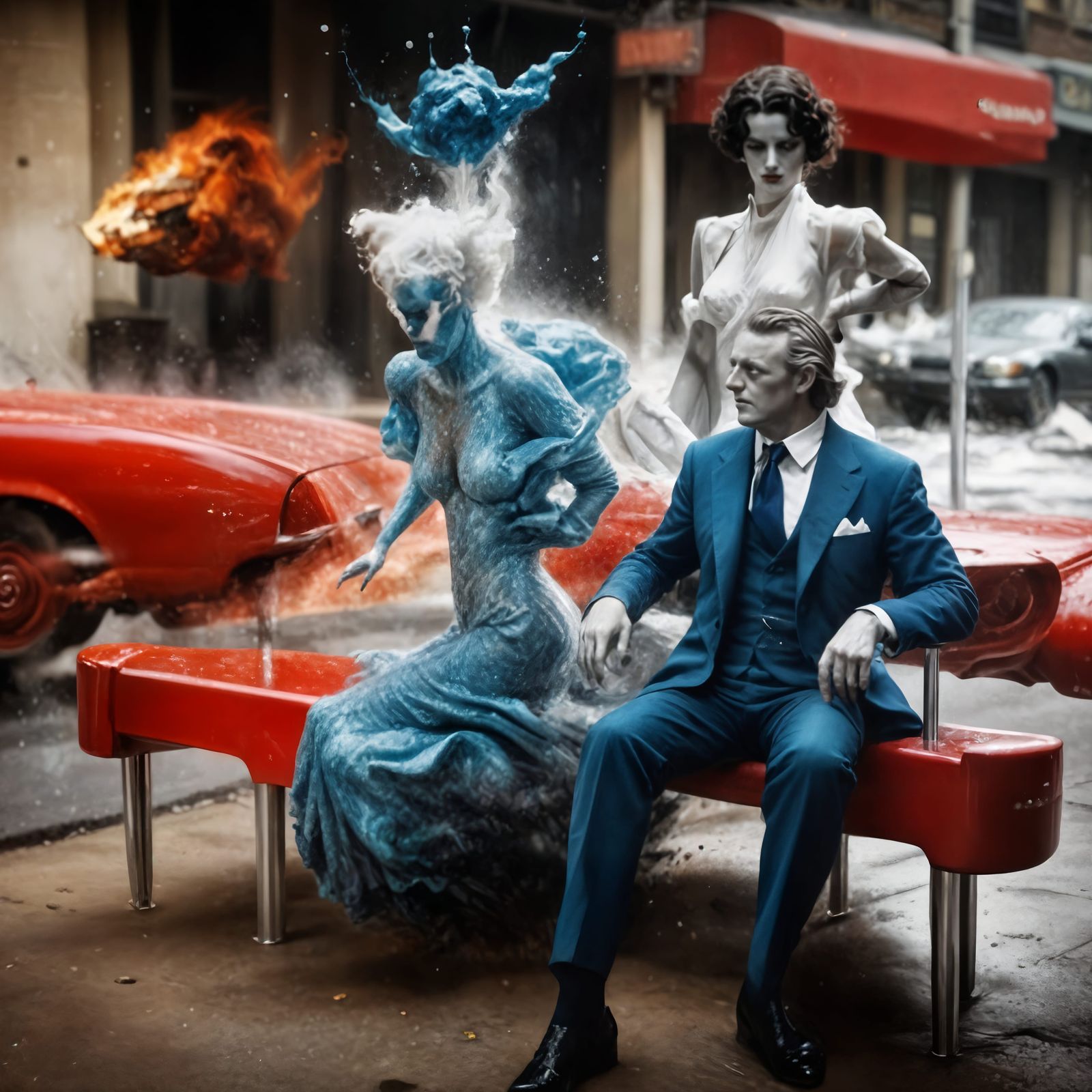 More slippery timeline: adjacent realities bumping into each other at this 'moment' (the observer's timeline)