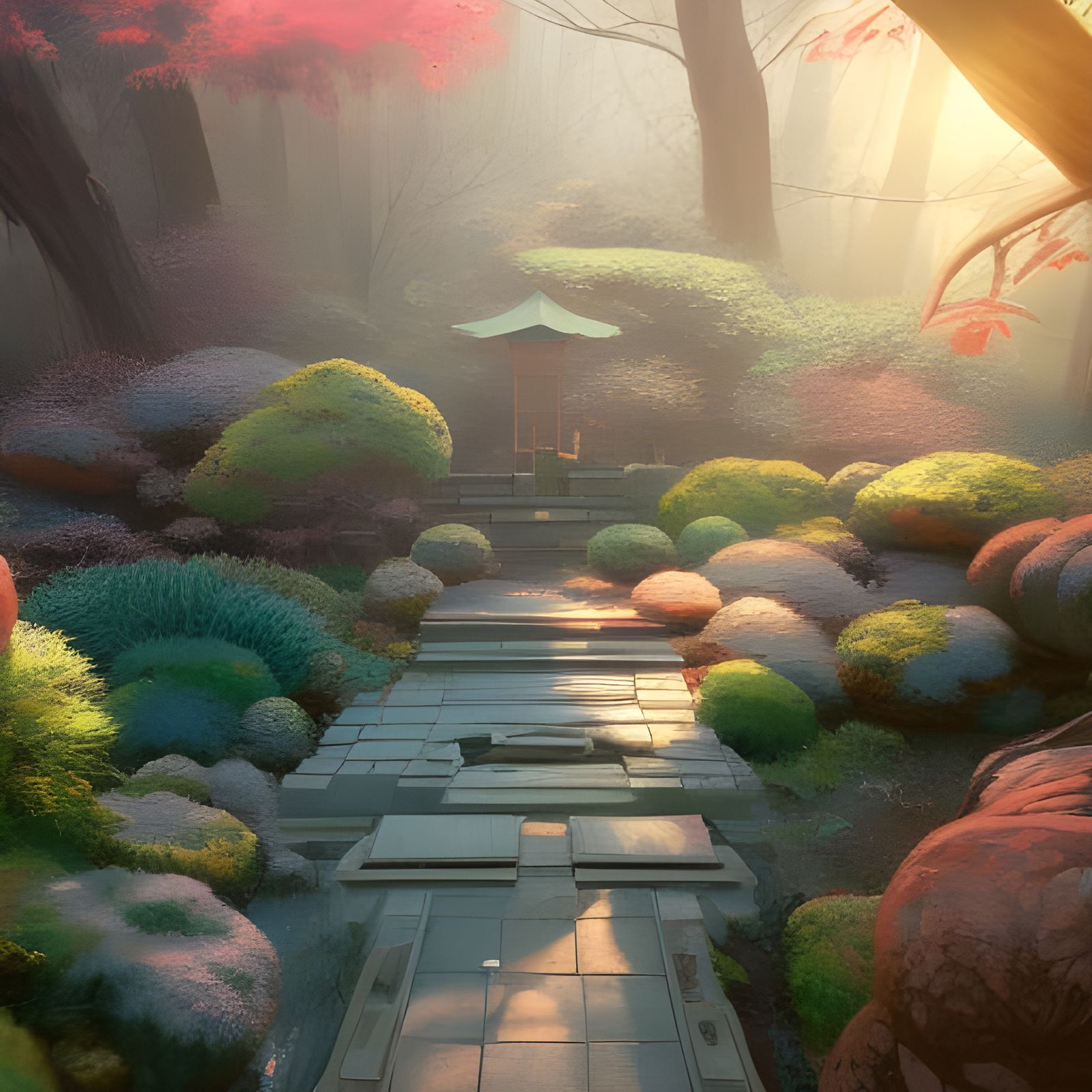 Surreal Zen Oasis in Photorealistic Detail