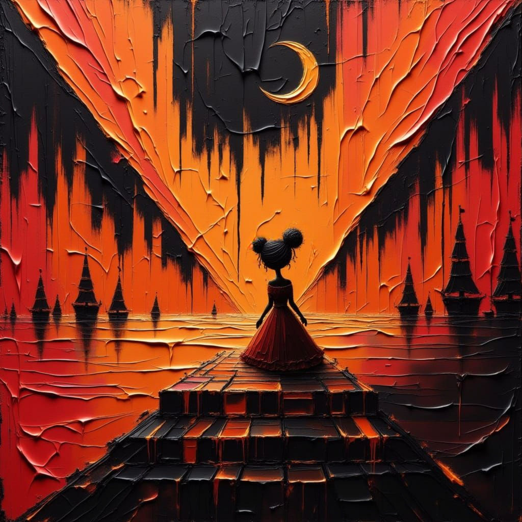 Abstract Firestorm in 3D Oil Painting Style