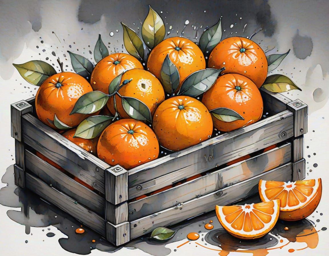 Vibrant Oranges in Rustic Wooden Box