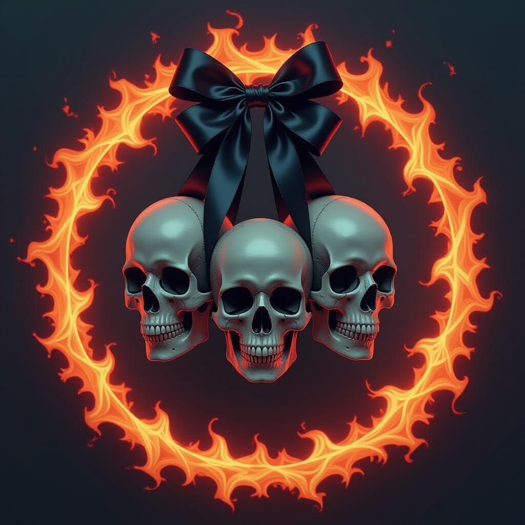 Skulls with Satin Ribbons in Gothic Hellfire