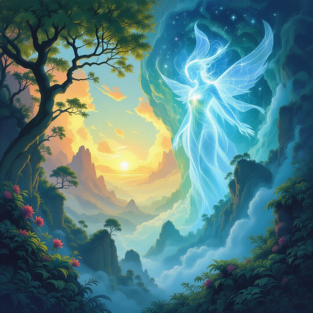 Earthy Realm Meets Spirit World in Surreal Landscape