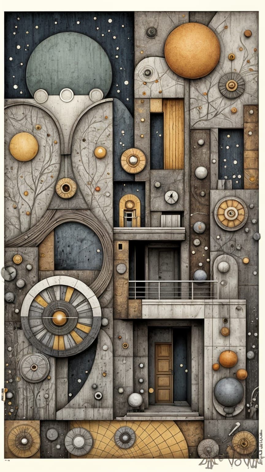 Brutalist Thai Cityscape with Neon Accents