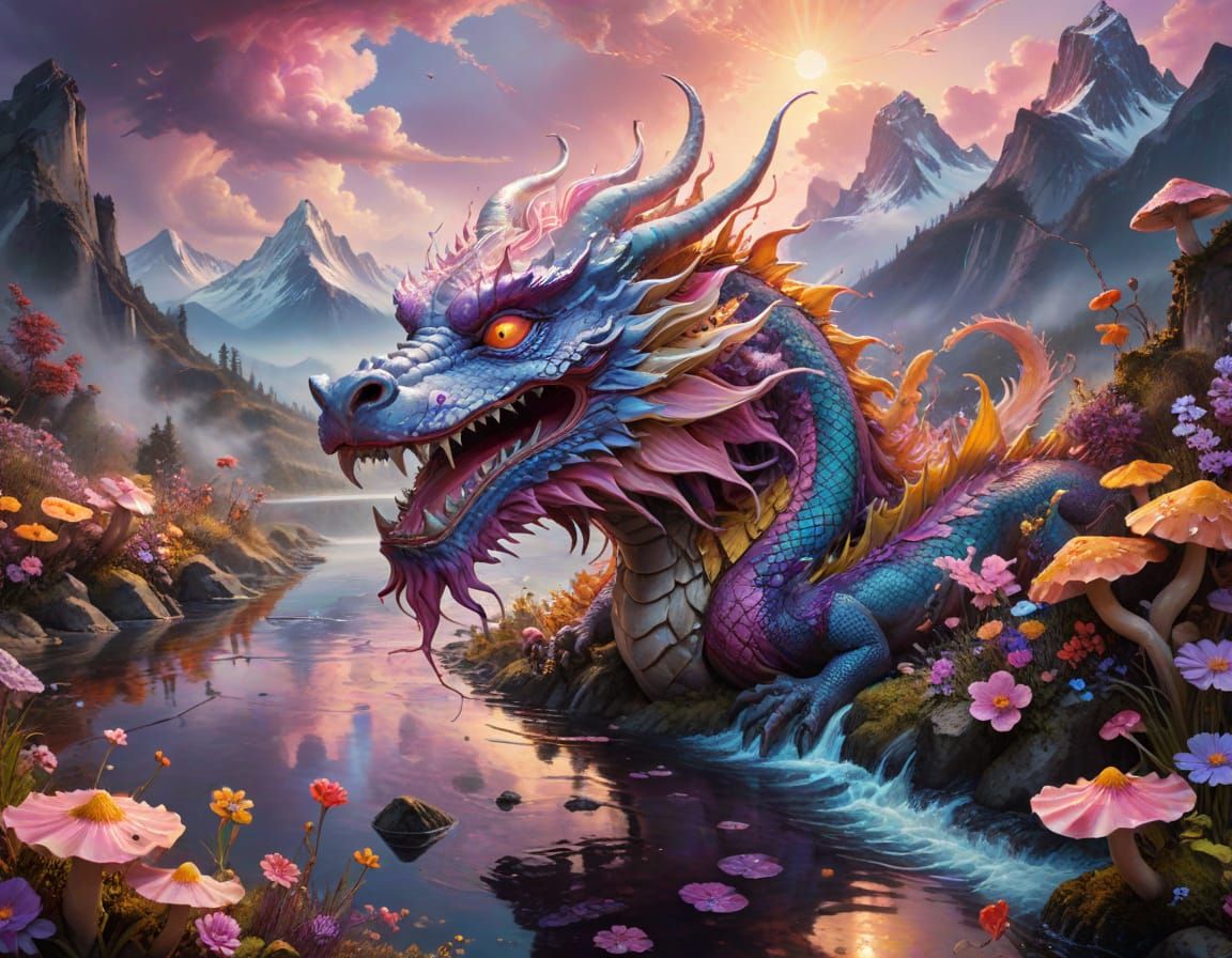 Dreamlike Chinese Dragon Portrait in Surrealist Style