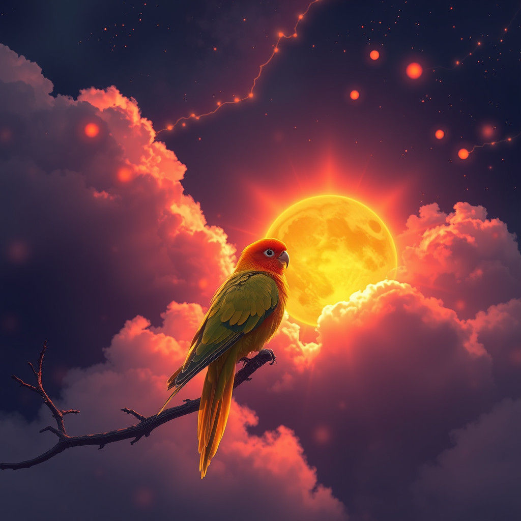 Neon Sun Conure in Vivid Colors