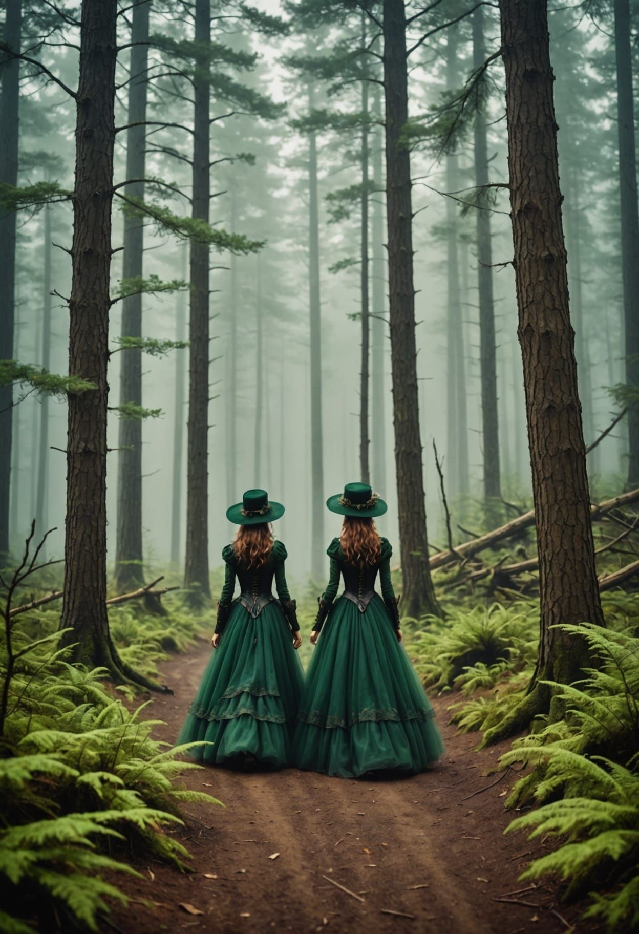 Steampunk Fairy with Leaf Hat in Misty Forest