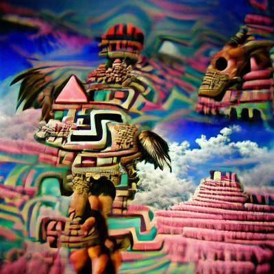 Colorful Aztec Inspired Digital Art