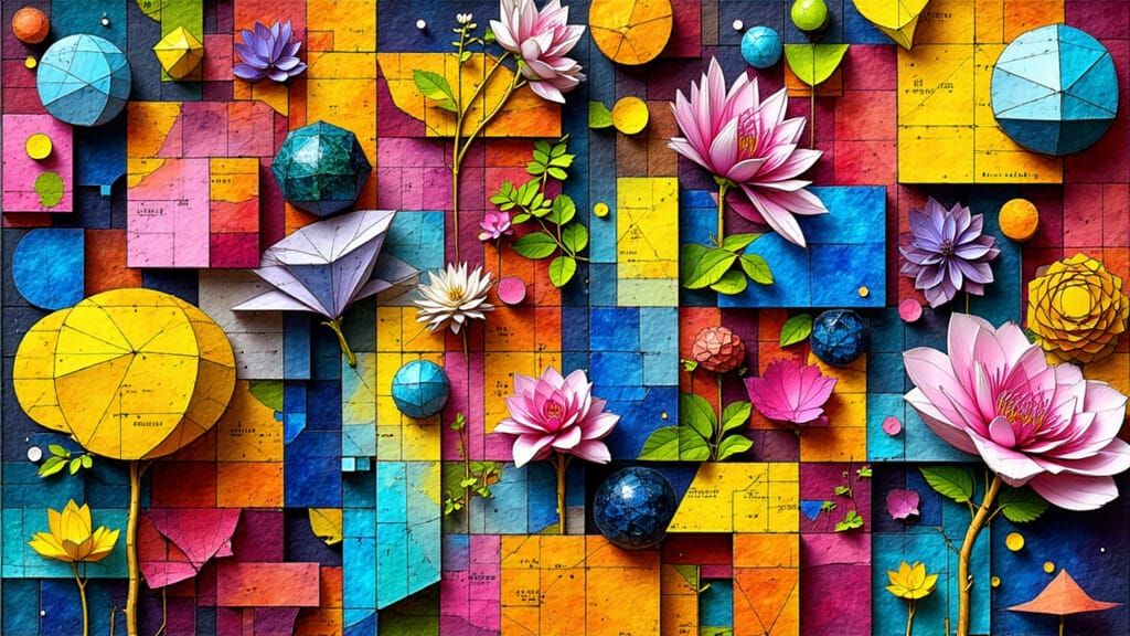 Geometric Polygon & Plant Design with Optical Illusion