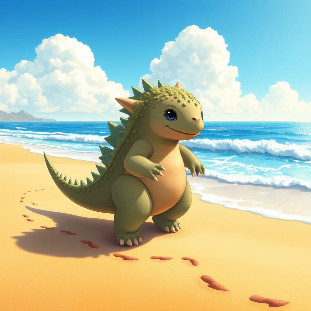 an adorable baby version of Godzilla