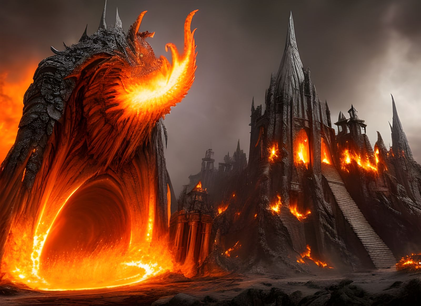 Fire Magic Portal in Epic Fantasy Style