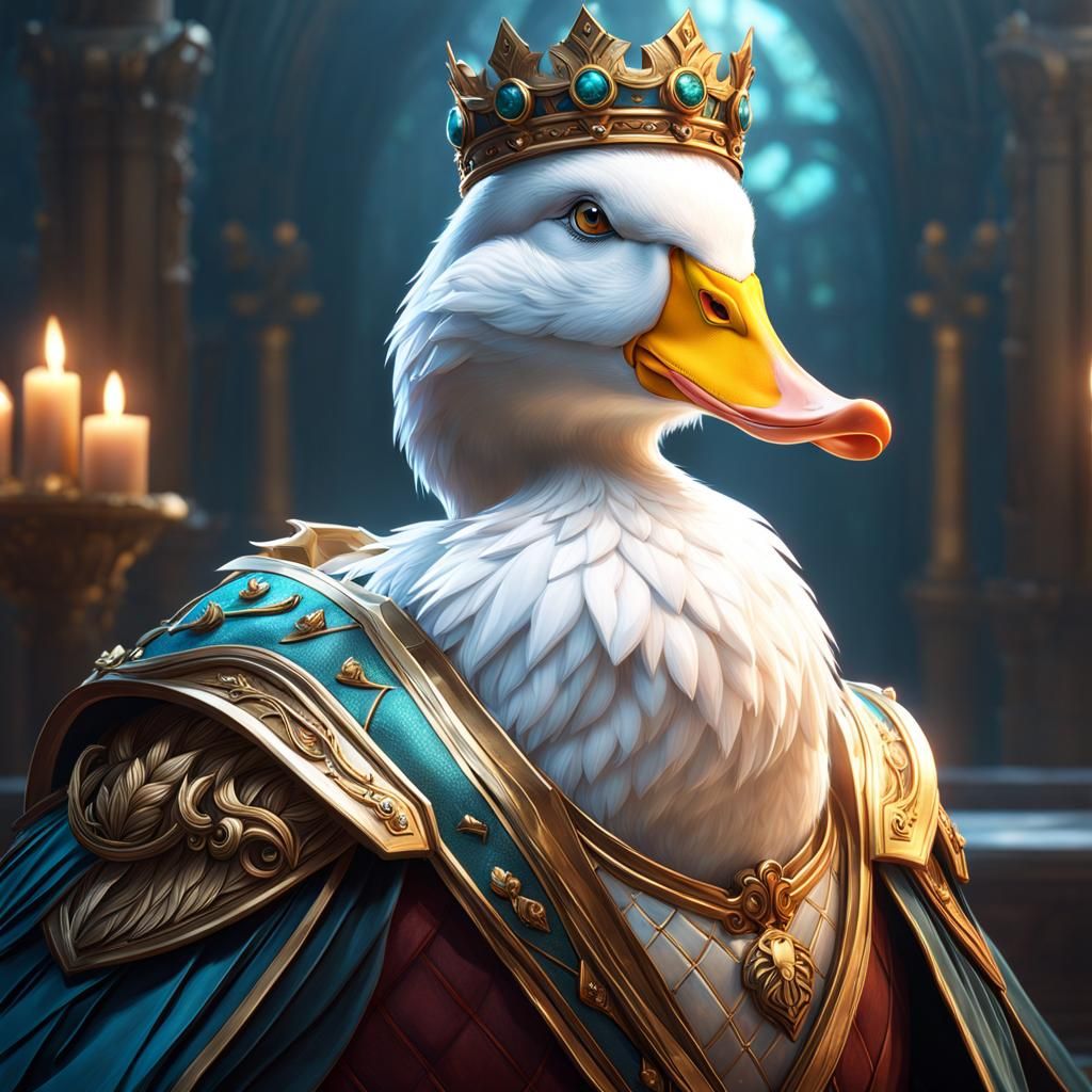 Duck King Portrait in Hyperdetailed Digital Art