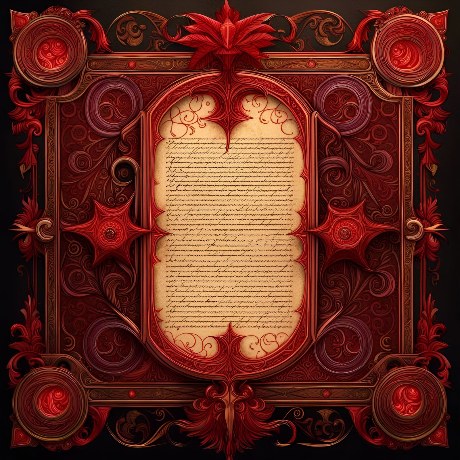 Illuminated Manuscript with Crimson Lettering