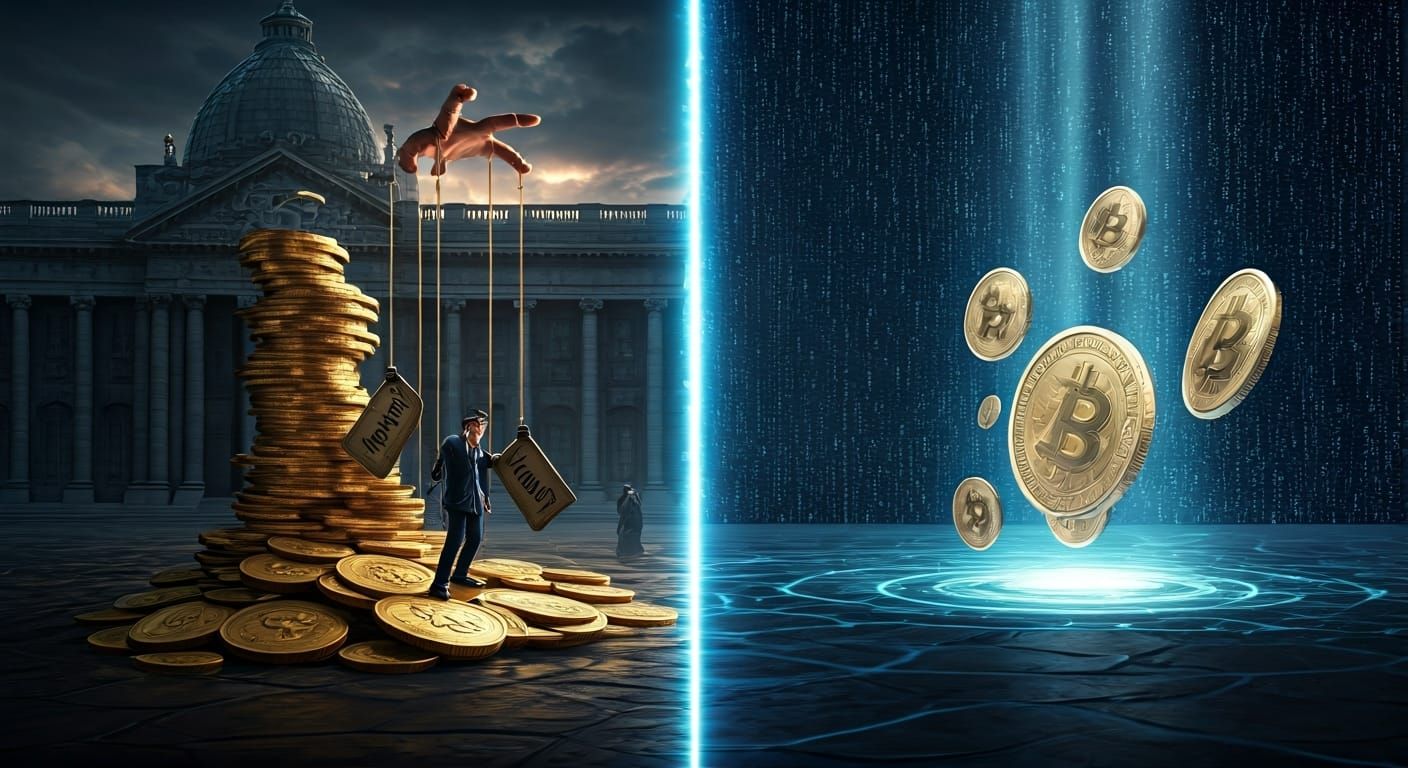 Contrasting Worlds Divided by Glowing Wall