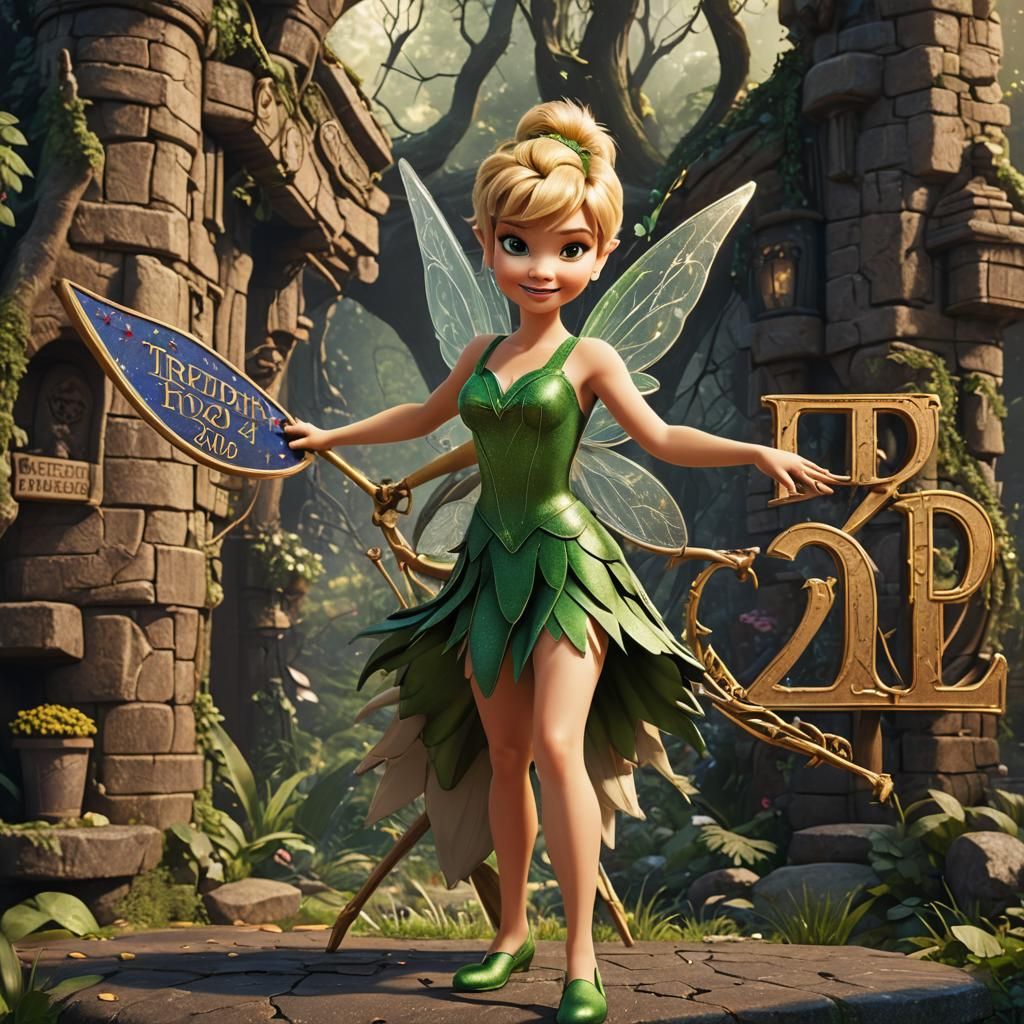 Tinkerbell with Political Sign, Fantasy Concept Art
