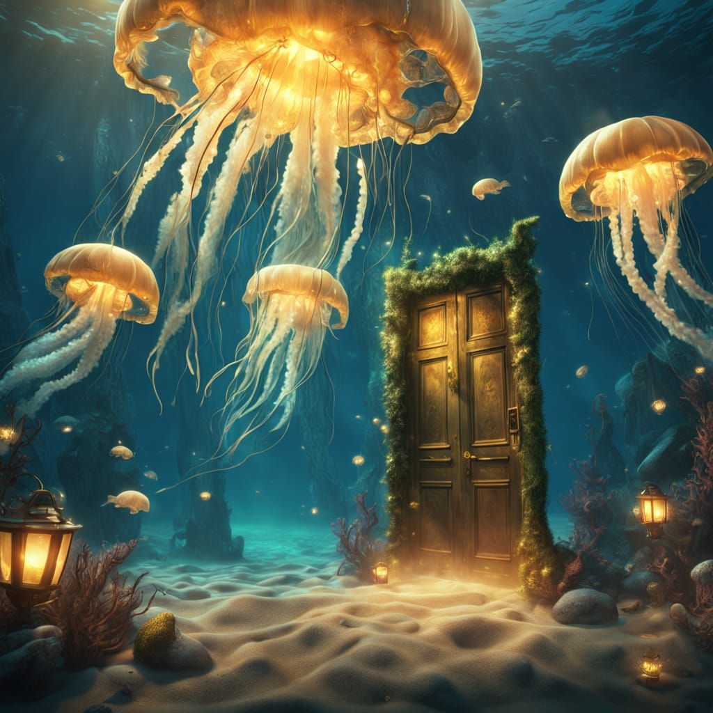 Underwater Door Opens in Dramatic Digital Painting