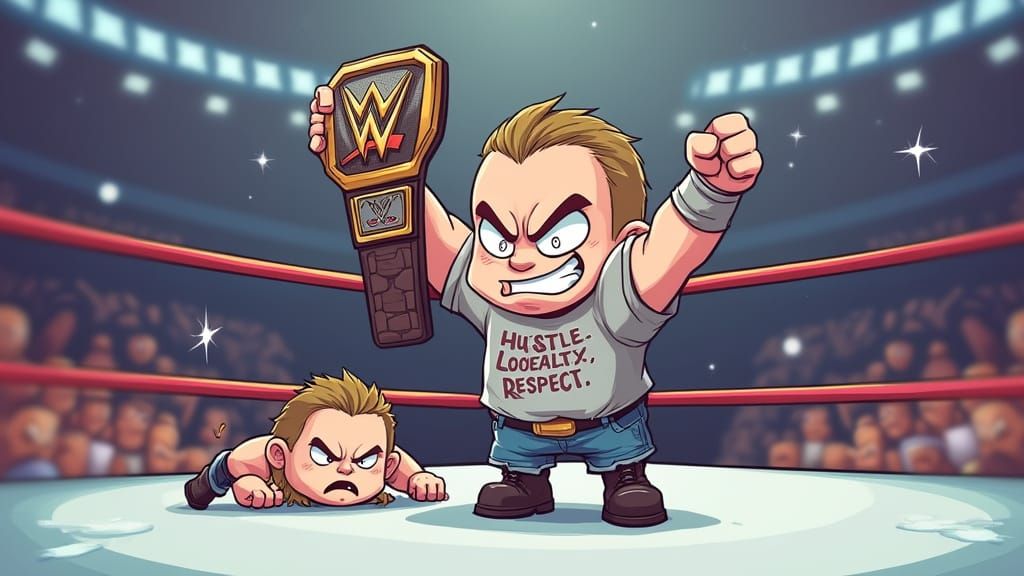 Chibi John Cena as Mischievous Villain in WWE Ring